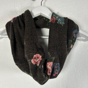 Madison 88 Floral Infinity Scarf One Size Wool Blend Soft Knit Brown Boho Fall